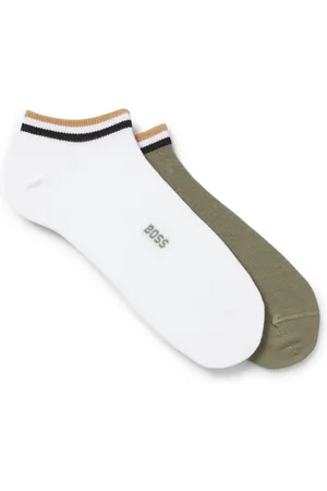 HUGO BOSS Paquete de dos pares de calcetines tobilleros con rayas de la marca en el remate