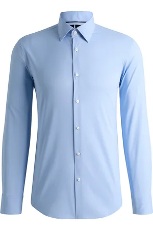 HUGO BOSS Camisa regular fit de tejido elástico con estructura