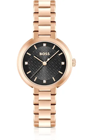 HUGO BOSS Reloj con pulsera de eslabones y monograma en la esfera tachonada con cristales
