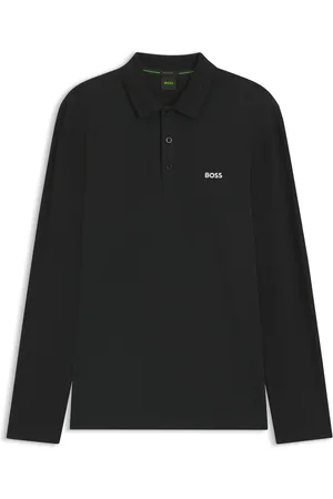 HUGO BOSS Polo de manga larga en piqué de algodón