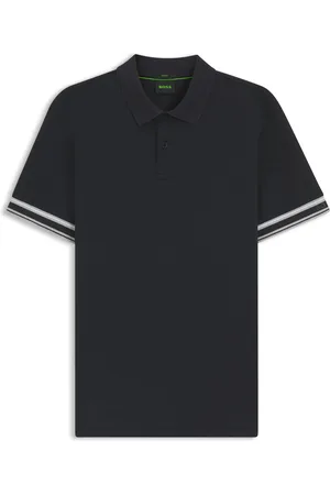 HUGO BOSS Polo slim fit de algodón con puños a rayas