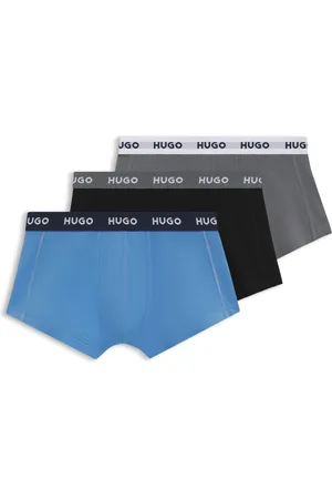HUGO BOSS Paquete de tres calzoncillos de algodón elástico con logos en la cintura
