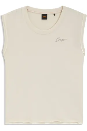 HUGO BOSS Top de punto de algodón con logo de cristal