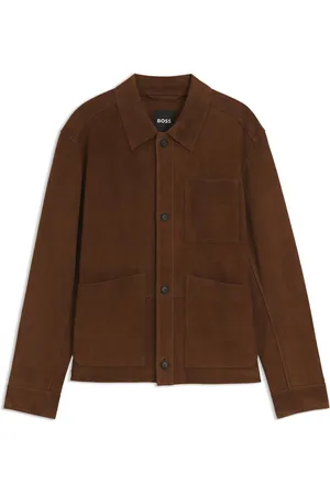HUGO BOSS Chaqueta regular fit de ante con acabado napalán