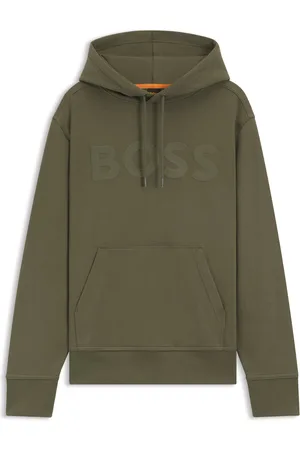 HUGO BOSS Sudadera con capucha relaxed fit de felpa de algodón con logo grande