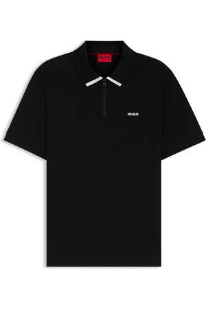 HUGO BOSS Polo de piqué de algodón con logo en contraste