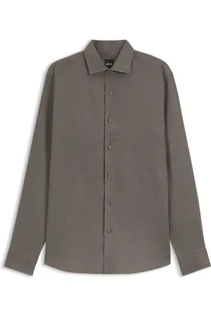 HUGO BOSS Camisa regular fit BECKHAM x de lino
