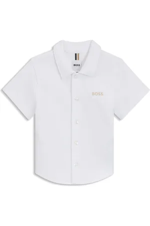 HUGO BOSS Camisa regular fit para niños de algodón con logo bordado