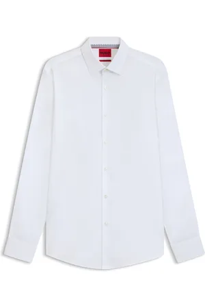 HUGO BOSS Camisa slim fit en popelín de algodón de planchado fácil