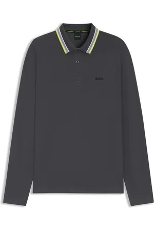 HUGO BOSS Polo de manga larga en piqué de algodón