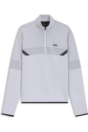 HUGO BOSS Sudadera relaxed fit con cuello con cremallera y jacquard guateado