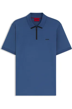 HUGO BOSS Polo de piqué de algodón con logo en contraste