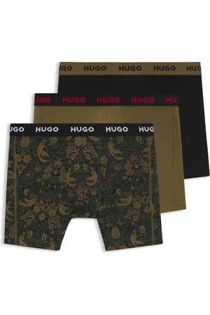 HUGO BOSS Paquete de tres calzoncillos bóxer en algodón elástico con logos