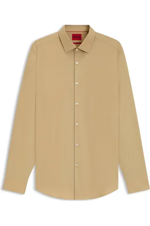 HUGO BOSS Camisa slim fit en popelín de algodón de planchado fácil