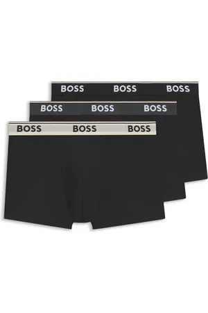 HUGO BOSS Paquete de tres calzoncillos de algodón elástico con logos en la cintura