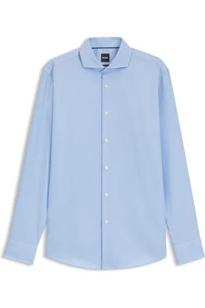 HUGO BOSS Camisa slim fit de sarga de algodón con microestampado