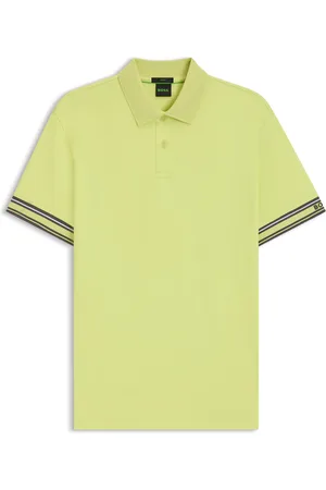HUGO BOSS Polo slim fit de algodón con puños a rayas