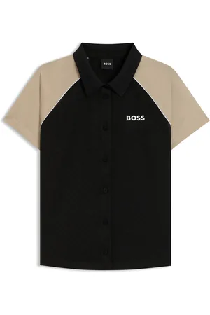 HUGO BOSS Top activo con botones y monograma en tejido jacquard