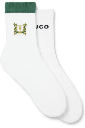 HUGO BOSS Paquete de dos calcetines cortos en mezcla de algodón con bordado