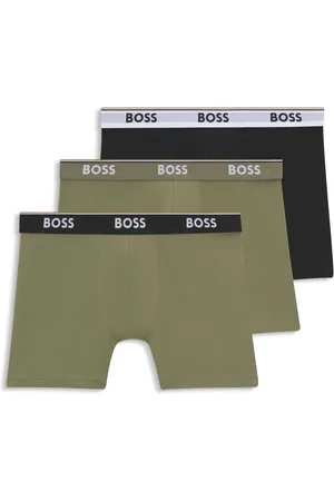 HUGO BOSS Paquete de tres calzoncillos bóxer en algodón elástico con logos