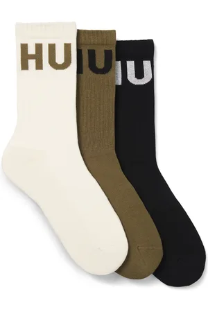 HUGO BOSS Paquete de tres pares de calcetines cortos con logos en contraste
