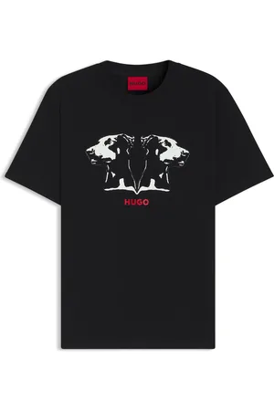 HUGO BOSS Camiseta en punto de algodón con estampado Dobermann