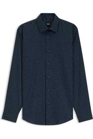 HUGO BOSS Camisa slim fit de algodón elástico Oxford estampado