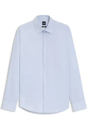 HUGO BOSS Camisa regular fit en sarga de algodón elástico de planchado fácil