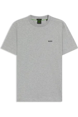 HUGO BOSS Camiseta regular fit de algodón elástico con logo en contraste