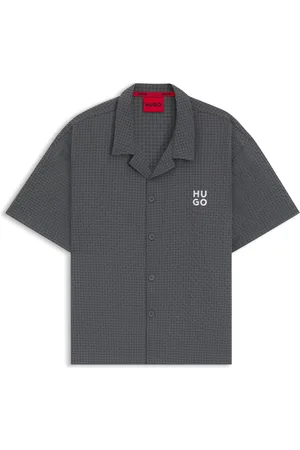 HUGO BOSS Camisa regular fit en tejido de rejilla con logo bordado