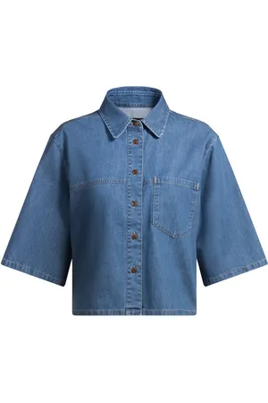 HUGO BOSS Blusa relaxed fit en denim de orillo