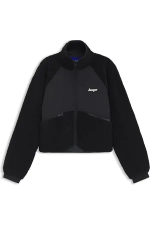 HUGO BOSS Chaqueta de peluche con parte delantera de tejido en contraste
