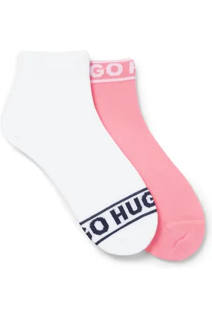 HUGO BOSS Paquete de dos pares de calcetines tobilleros con logo en los puños