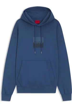 HUGO BOSS Prenda con capucha relaxed fit de felpa de algodón con logo en dos partes