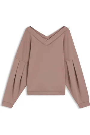 HUGO BOSS Sudadera con cuello en pico y mangas globo