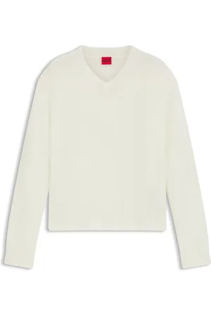 HUGO BOSS Jersey de cuello en pico en mezcla de lana con detalles de logotipo