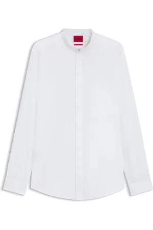 HUGO BOSS Camisa slim fit de algodón elástico con cuello mao