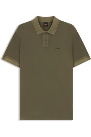 HUGO BOSS Polo de piqué de algodón con logo estampado
