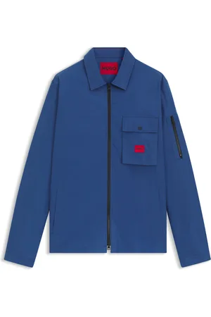 HUGO BOSS Camisa con cremallera en loneta de mezcla de algodón con etiqueta con logo
