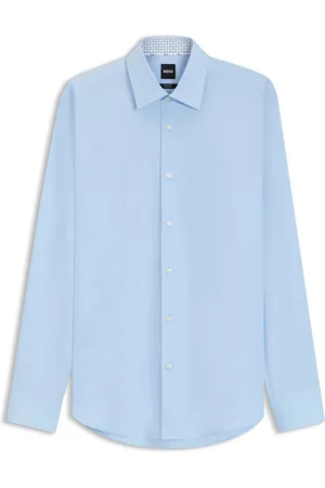 HUGO BOSS Camisa regular fit de popelín de algodón elástico de planchado fácil