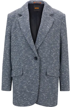 HUGO BOSS Chaqueta de un botón en tweed con efecto denim