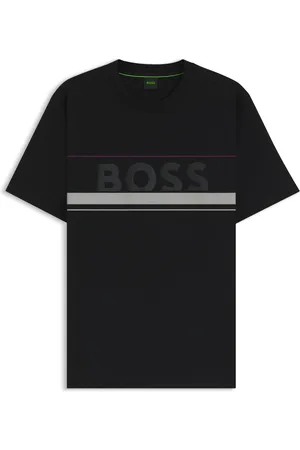HUGO BOSS Camiseta en punto de algodón con rayas y logo