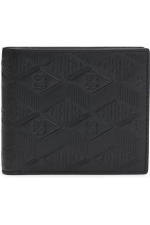 HUGO BOSS Cartera plegable de piel con logos geométricos