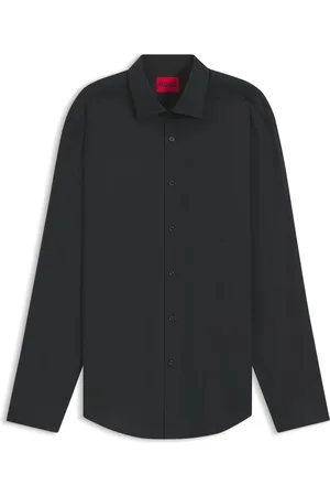 HUGO BOSS Camisa slim fit de algodón con logos en jacquard