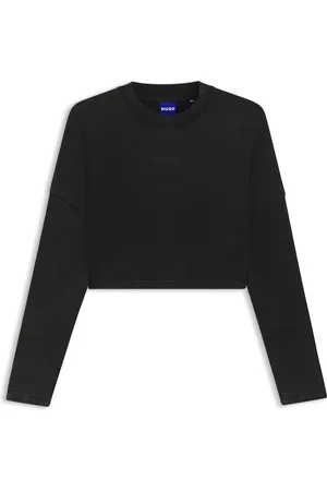 HUGO BOSS Sudadera de felpa de algodón corta con logo estampado