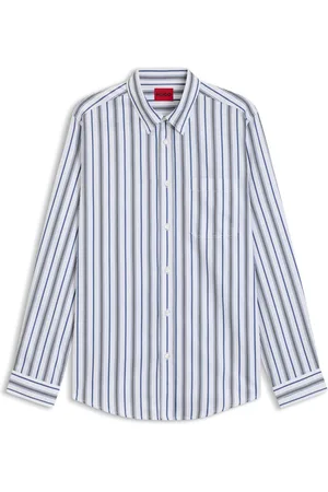 HUGO BOSS Camisa oversize fit en popelín de algodón a rayas