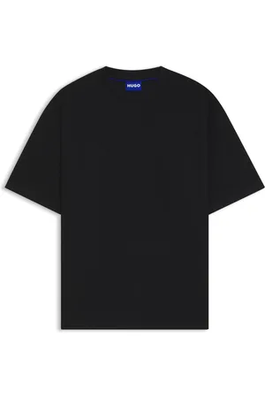 HUGO BOSS Camiseta de punto de algodón con parche de logo azul