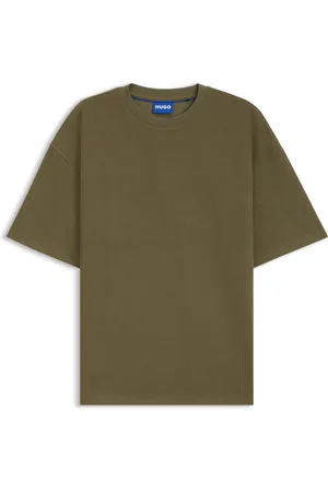 HUGO BOSS Camiseta de punto de algodón con parche de logo azul