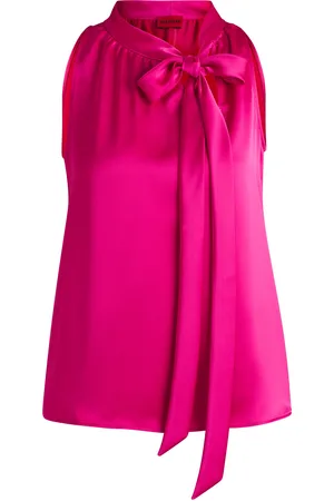 HUGO BOSS Blusa de raso sin mangas con lazo en el cuello