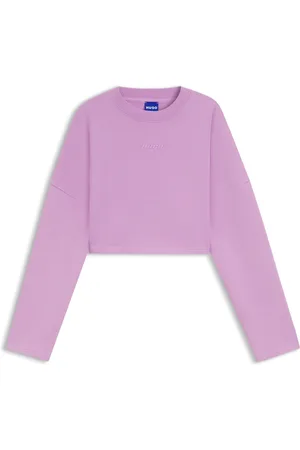 HUGO BOSS Sudadera de felpa de algodón corta con logo estampado